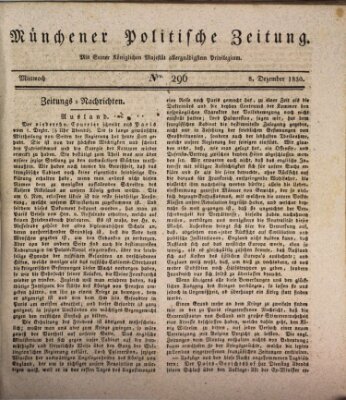 Münchener politische Zeitung (Süddeutsche Presse) Mittwoch 8. Dezember 1830