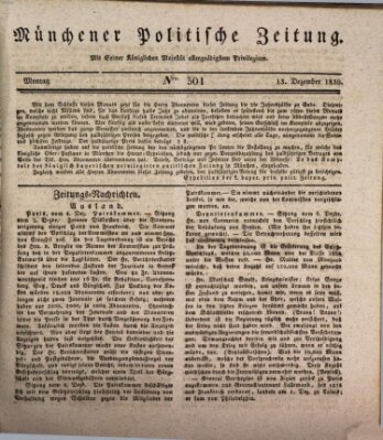 Münchener politische Zeitung (Süddeutsche Presse) Montag 13. Dezember 1830