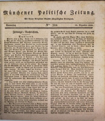 Münchener politische Zeitung (Süddeutsche Presse) Donnerstag 16. Dezember 1830