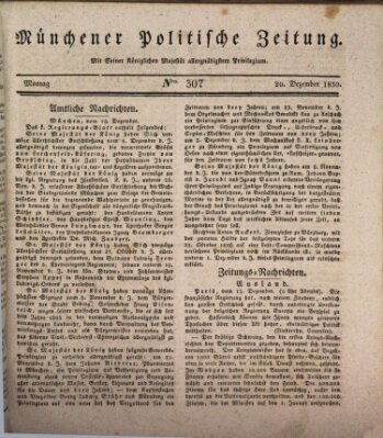 Münchener politische Zeitung (Süddeutsche Presse) Montag 20. Dezember 1830