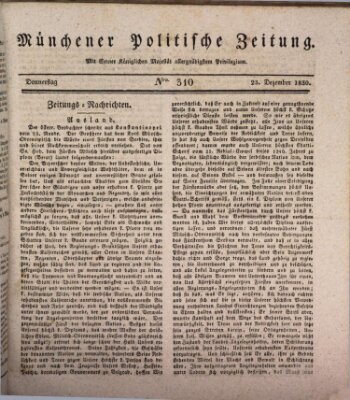 Münchener politische Zeitung (Süddeutsche Presse) Donnerstag 23. Dezember 1830