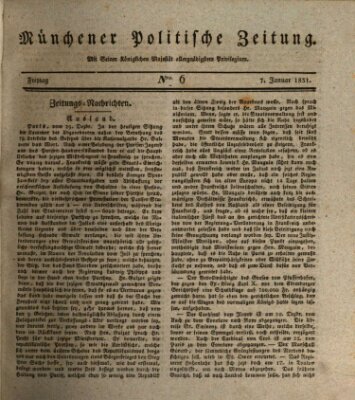 Münchener politische Zeitung (Süddeutsche Presse) Freitag 7. Januar 1831