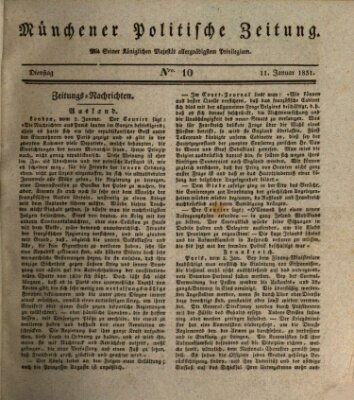 Münchener politische Zeitung (Süddeutsche Presse) Dienstag 11. Januar 1831