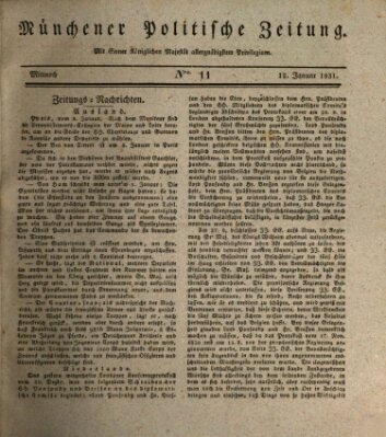 Münchener politische Zeitung (Süddeutsche Presse) Mittwoch 12. Januar 1831