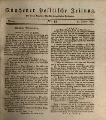 Münchener politische Zeitung (Süddeutsche Presse) Montag 17. Januar 1831