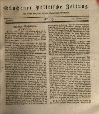 Münchener politische Zeitung (Süddeutsche Presse) Freitag 21. Januar 1831