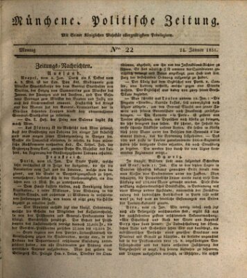 Münchener politische Zeitung (Süddeutsche Presse) Montag 24. Januar 1831