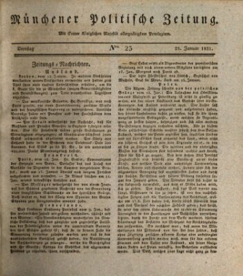 Münchener politische Zeitung (Süddeutsche Presse) Dienstag 25. Januar 1831