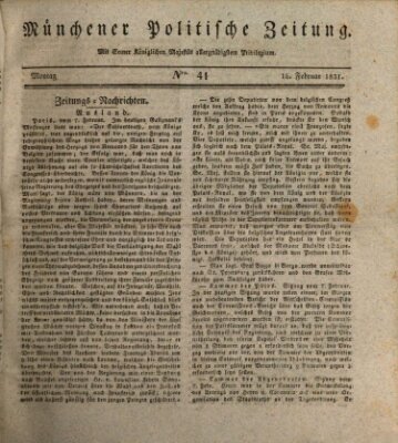 Münchener politische Zeitung (Süddeutsche Presse) Montag 14. Februar 1831