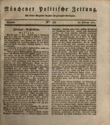 Münchener politische Zeitung (Süddeutsche Presse) Mittwoch 23. Februar 1831