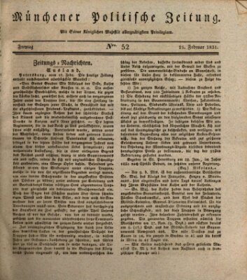 Münchener politische Zeitung (Süddeutsche Presse) Freitag 25. Februar 1831