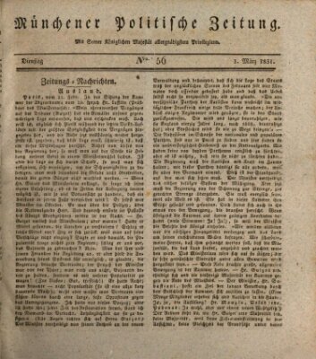 Münchener politische Zeitung (Süddeutsche Presse) Dienstag 1. März 1831