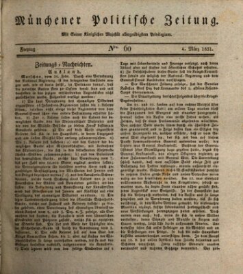 Münchener politische Zeitung (Süddeutsche Presse) Freitag 4. März 1831