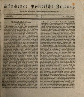 Münchener politische Zeitung (Süddeutsche Presse) Donnerstag 10. März 1831