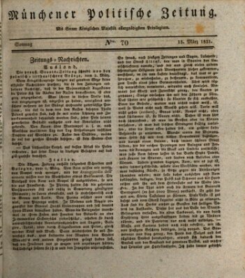 Münchener politische Zeitung (Süddeutsche Presse) Sonntag 13. März 1831