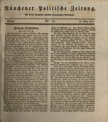 Münchener politische Zeitung (Süddeutsche Presse) Montag 14. März 1831