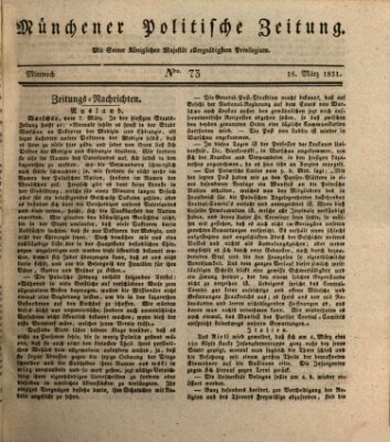 Münchener politische Zeitung (Süddeutsche Presse) Mittwoch 16. März 1831