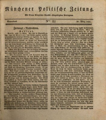 Münchener politische Zeitung (Süddeutsche Presse) Samstag 26. März 1831