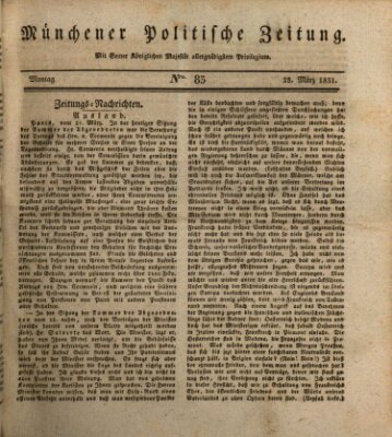 Münchener politische Zeitung (Süddeutsche Presse) Montag 28. März 1831