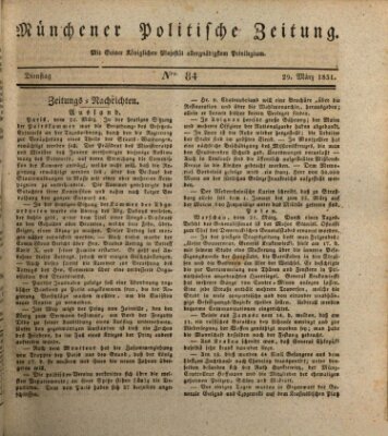 Münchener politische Zeitung (Süddeutsche Presse) Dienstag 29. März 1831