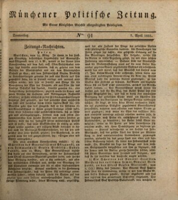 Münchener politische Zeitung (Süddeutsche Presse) Donnerstag 7. April 1831