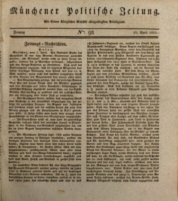 Münchener politische Zeitung (Süddeutsche Presse) Freitag 15. April 1831