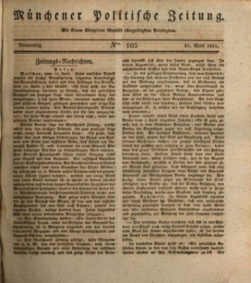 Münchener politische Zeitung (Süddeutsche Presse) Donnerstag 21. April 1831