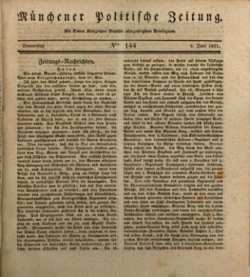 Münchener politische Zeitung (Süddeutsche Presse) Donnerstag 9. Juni 1831