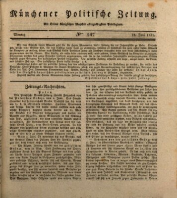 Münchener politische Zeitung (Süddeutsche Presse) Montag 13. Juni 1831