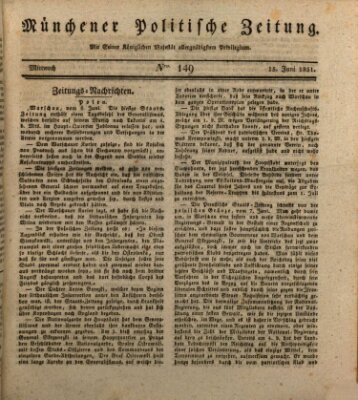 Münchener politische Zeitung (Süddeutsche Presse) Mittwoch 15. Juni 1831