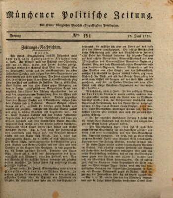 Münchener politische Zeitung (Süddeutsche Presse) Freitag 17. Juni 1831