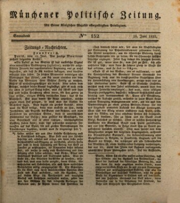 Münchener politische Zeitung (Süddeutsche Presse) Samstag 18. Juni 1831