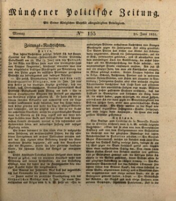 Münchener politische Zeitung (Süddeutsche Presse) Montag 20. Juni 1831