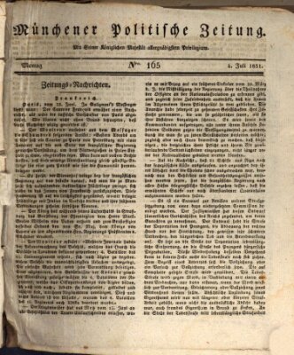 Münchener politische Zeitung (Süddeutsche Presse) Montag 4. Juli 1831