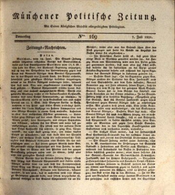 Münchener politische Zeitung (Süddeutsche Presse) Donnerstag 7. Juli 1831