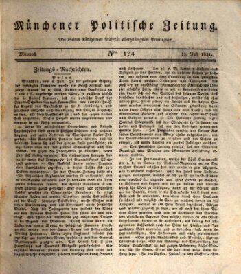 Münchener politische Zeitung (Süddeutsche Presse) Mittwoch 13. Juli 1831