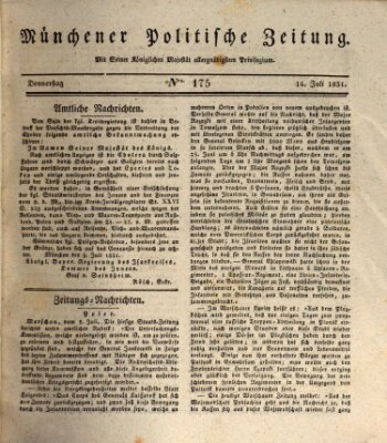 Münchener politische Zeitung (Süddeutsche Presse) Donnerstag 14. Juli 1831
