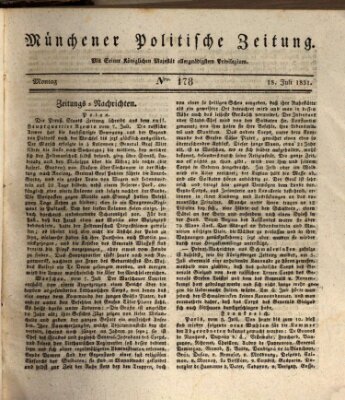 Münchener politische Zeitung (Süddeutsche Presse) Montag 18. Juli 1831