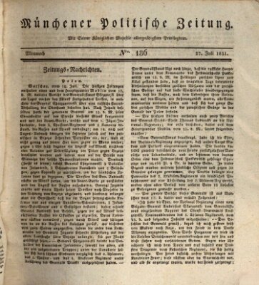 Münchener politische Zeitung (Süddeutsche Presse) Mittwoch 27. Juli 1831