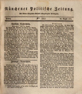 Münchener politische Zeitung (Süddeutsche Presse) Freitag 26. August 1831