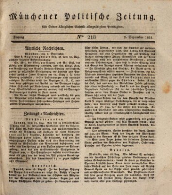 Münchener politische Zeitung (Süddeutsche Presse) Freitag 2. September 1831