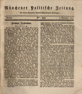 Münchener politische Zeitung (Süddeutsche Presse) Dienstag 6. September 1831