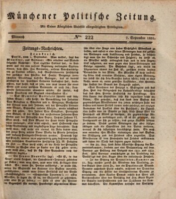 Münchener politische Zeitung (Süddeutsche Presse) Mittwoch 7. September 1831