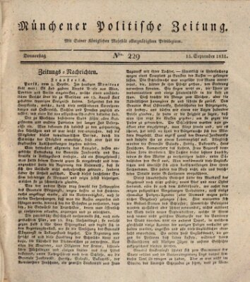 Münchener politische Zeitung (Süddeutsche Presse) Donnerstag 15. September 1831