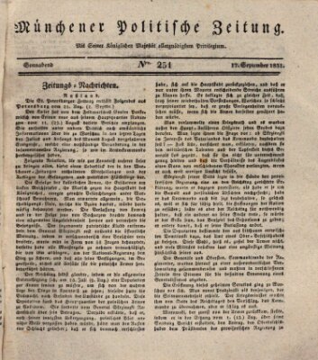 Münchener politische Zeitung (Süddeutsche Presse) Samstag 17. September 1831