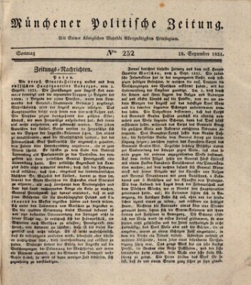 Münchener politische Zeitung (Süddeutsche Presse) Sonntag 18. September 1831