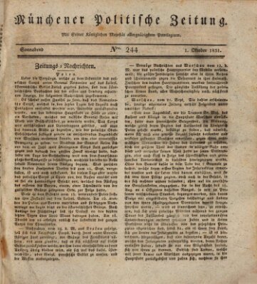 Münchener politische Zeitung (Süddeutsche Presse) Samstag 1. Oktober 1831