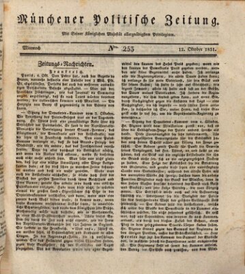 Münchener politische Zeitung (Süddeutsche Presse) Mittwoch 12. Oktober 1831