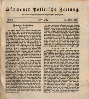 Münchener politische Zeitung (Süddeutsche Presse) Freitag 21. Oktober 1831
