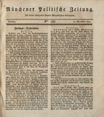 Münchener politische Zeitung (Süddeutsche Presse) Dienstag 15. November 1831